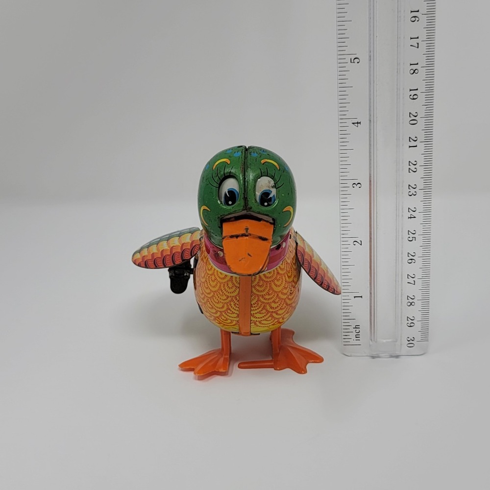 Vintage 1960s Kanto Toys Dilly Duck Wind Up Tin Toy Walking Litho Japan Colorful - Picture 7 of 7